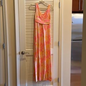 Lilly Pulitzer pink and yellow maxi dress